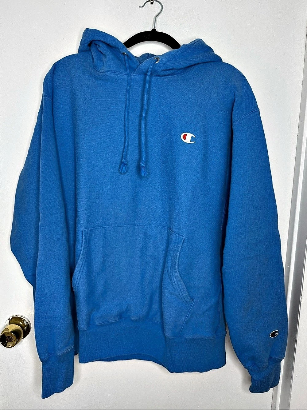 Vintage Champion Reverse Weave Pullover Hoodie Blue XL